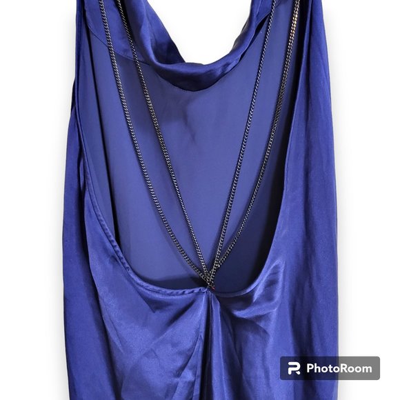 Vatanika Royal Blue Draped Backless Slip Dress Size 8 - Picture 5 of 8